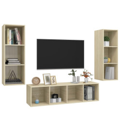 Ensemble de meuble TV 3 pcs Chêne sonoma Aggloméré