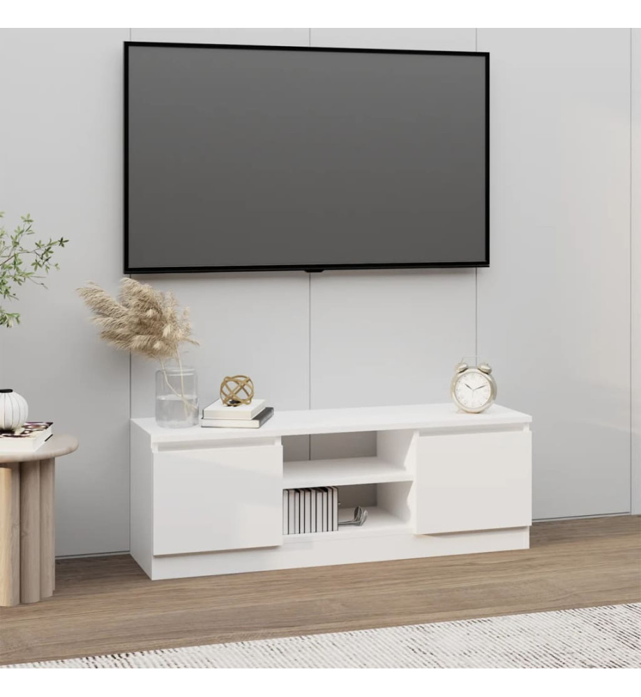 Meuble TV avec porte Blanc 102x30x36 cm