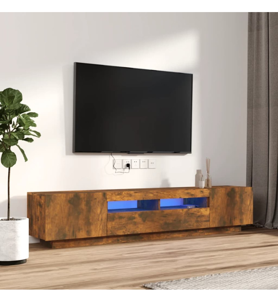 Ensemble de meubles TV avec lumières LED 2 pcs Chêne fumé