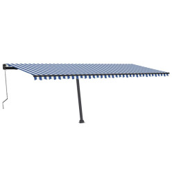 Auvent automatique capteur de vent/LED 600x300 cm Bleu et blanc