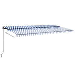 Auvent automatique capteur de vent/LED 600x300 cm Bleu et blanc