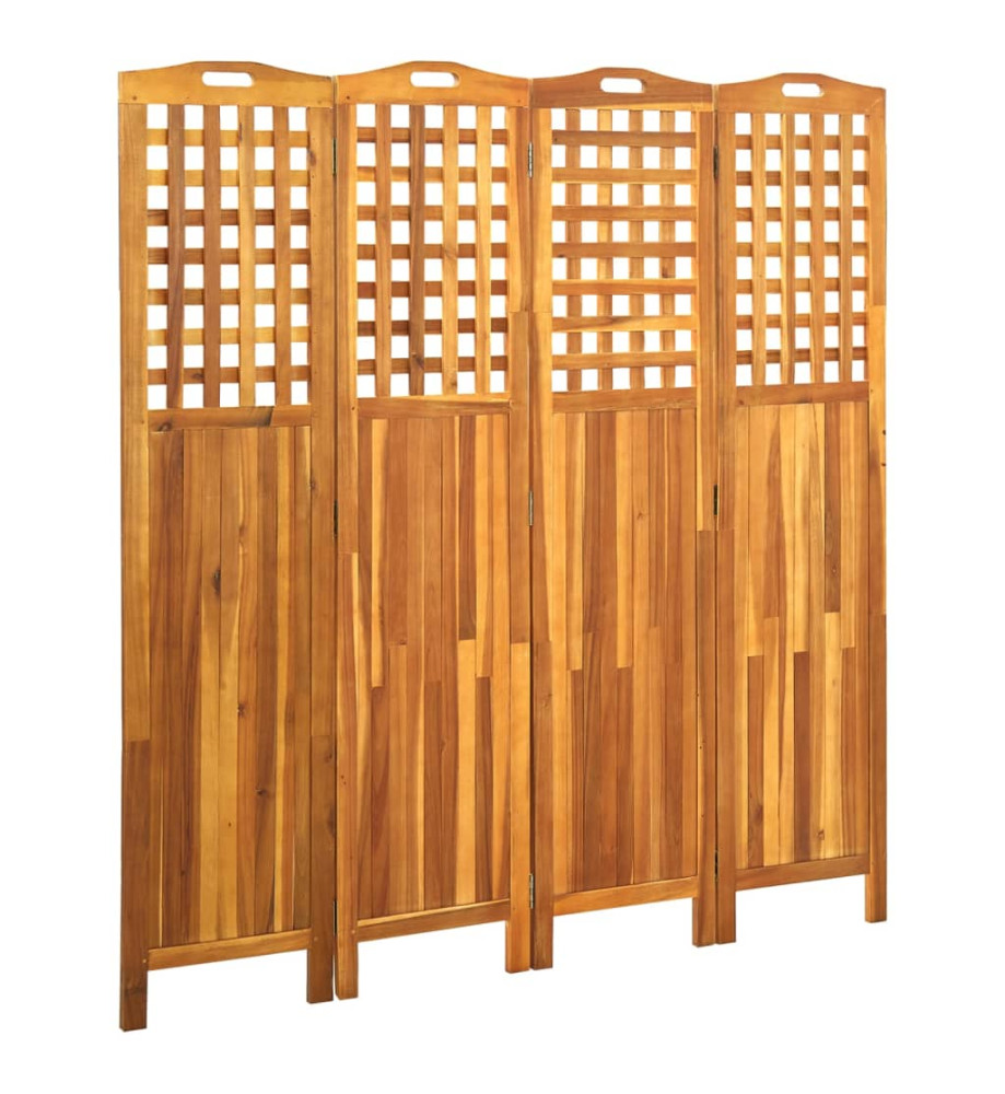 Cloison de séparation 4 panneaux 161x2x170 cm Bois d'acacia