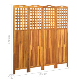 Cloison de séparation 4 panneaux 161x2x170 cm Bois d'acacia