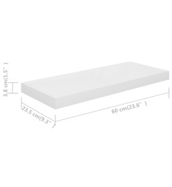 Étagère murale flottante Blanc brillant 60x23,5x3,8 cm MDF