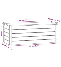 Boîte de rangement Blanc 89x36,5x33 cm Bois massif de pin