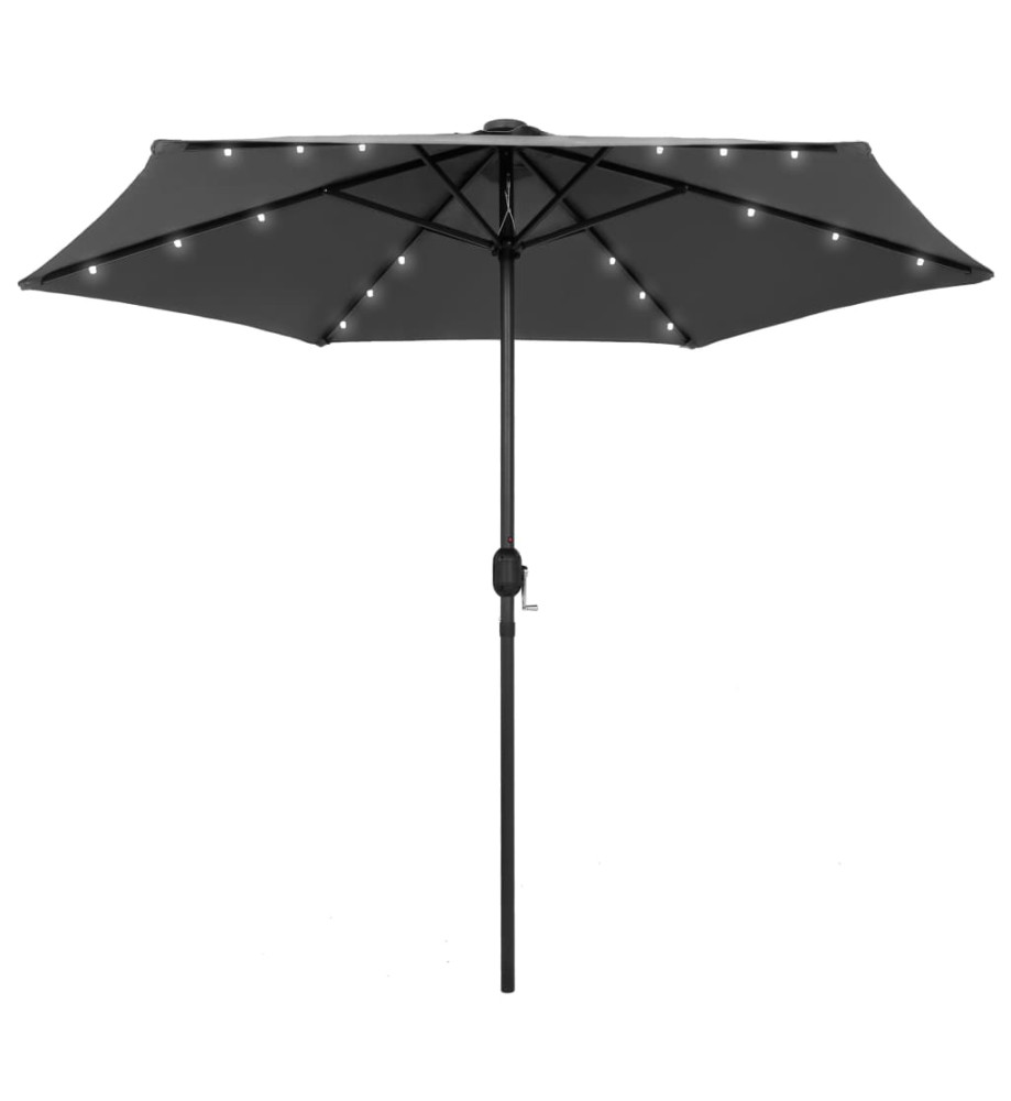 Parasol avec LED et mât en aluminium 270 cm Anthracite