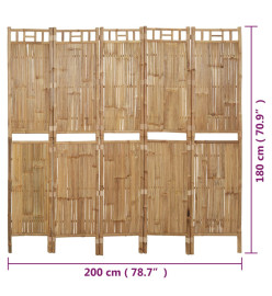 Cloison de séparation 5 panneaux Bambou 200x180 cm