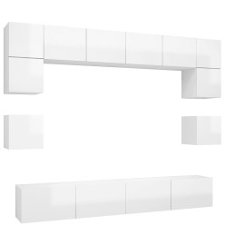 Ensemble de meuble TV 8 pcs Blanc brillant Aggloméré