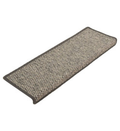 Tapis d'escalier autocollants 15 pcs 65x21x4 cm Gris et beige