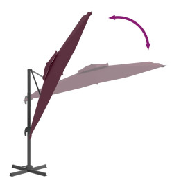 Parasol cantilever à double toit Bordeaux Rouge 400x300 cm