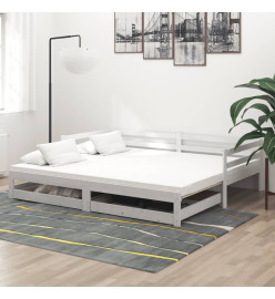 Lit coulissant 2x(90x200) cm Blanc Bois de pin massif