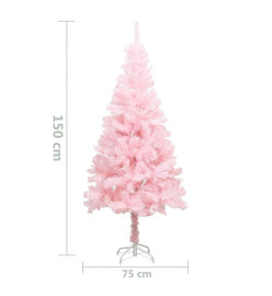 Sapin de Noël artificiel avec support rose 150 cm PVC