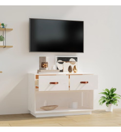 Meuble TV Blanc 90x40x60 cm Bois de pin massif