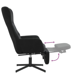 Chaise de relaxation avec repose-pied Noir Velours