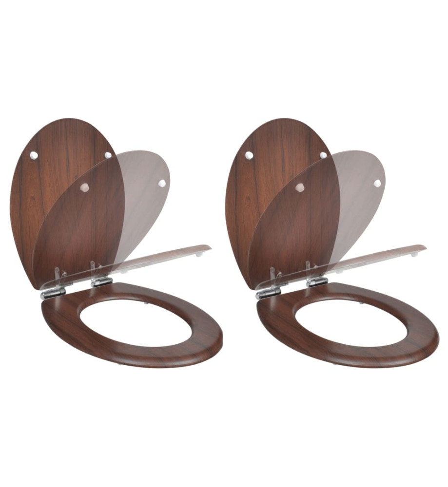 Sièges de toilette avec couvercles 2 pcs MDF Marron