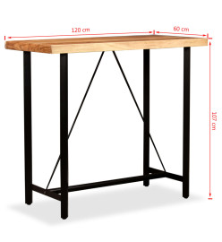 Table de bar Bois massif d'acacia 120x60x107 cm