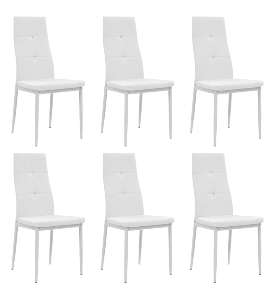 Chaises à manger lot de 6 blanc similicuir