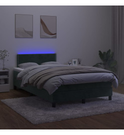 Sommier tapissier matelas et LED Vert foncé 120x200 cm Velours