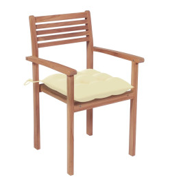 Chaises de jardin empilables avec coussins 8 pcs Teck solide
