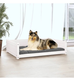 Lit pour chien Blanc 95,5x65,5x28 cm Bois de pin solide