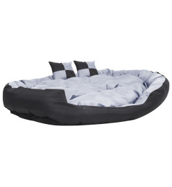 Coussin réversible lavable pour chien Gris et noir 150x120x25cm