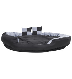 Coussin réversible lavable pour chien Gris et noir 150x120x25cm