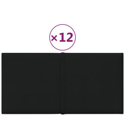 Panneaux muraux 12 pcs Noir 30x15 cm Tissu 0,54 m²