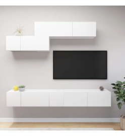 Ensemble de meuble TV 6 pcs Blanc Aggloméré