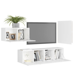 Ensemble de meuble TV 4 pcs Blanc Aggloméré