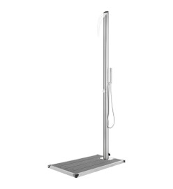 Douche de jardin avec base gris 225 cm Acier inoxydable
