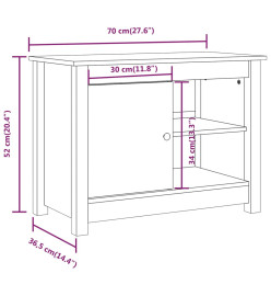 Meuble TV Gris 70x36,5x52 cm Bois de pin massif