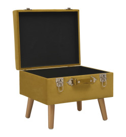 Tabouret de rangement 40 cm Jaune moutarde Velours