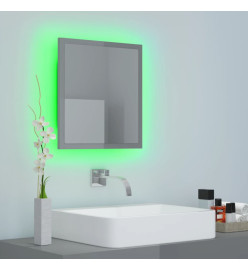 Miroir LED de salle de bain Gris brillant 40x8,5x37cm Acrylique