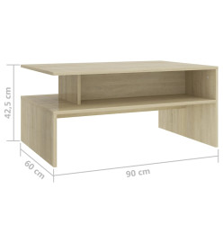 Table basse Chêne sonoma 90x60x42,5 cm Aggloméré