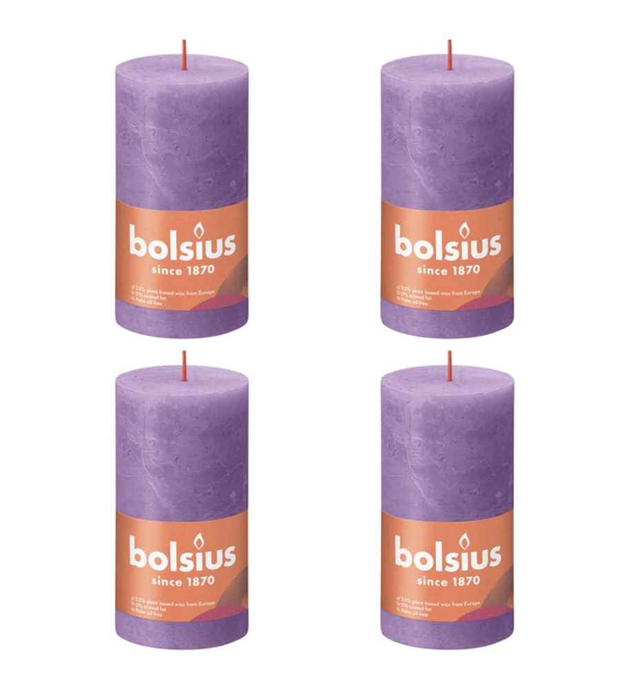 Bolsius Bougies pilier rustiques Shine 4 pcs 130x68 mm Violet vibrant