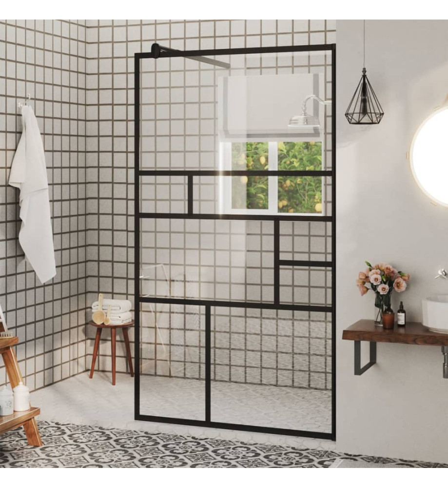 Paroi de douche à verre ESG transparent 90x195 cm Noir