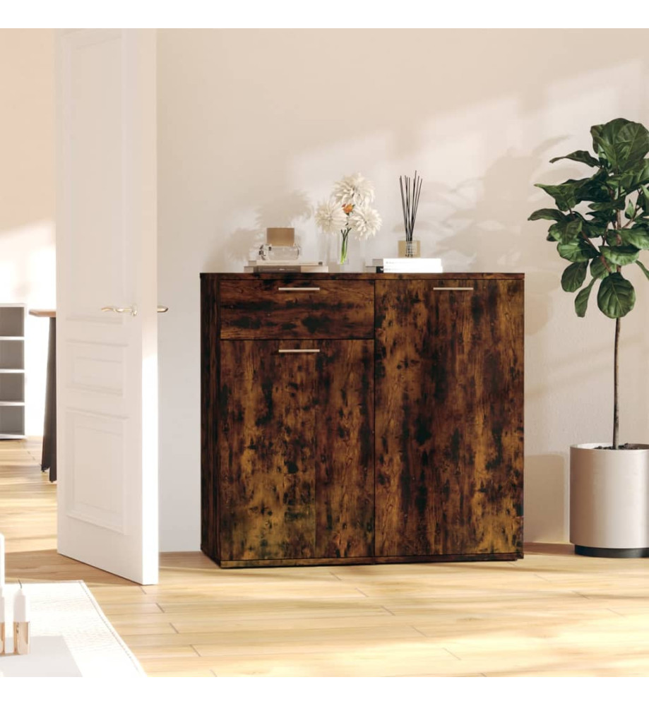 Buffet Chêne fumé 80x36x75 cm Bois d'ingénierie