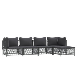 Salon de jardin avec coussins 5 pcs anthracite acier