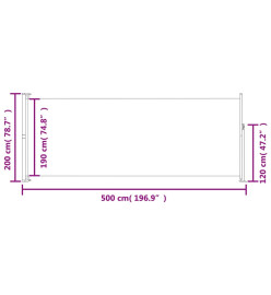 Auvent latéral rétractable de patio 200x500 cm Crème