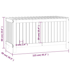Boîte de rangement de jardin Blanc 115x49x60 cm Bois de pin