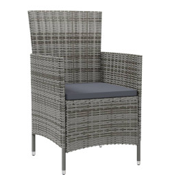 Salon de jardin 7 pcs avec coussins Résine tressée Gris