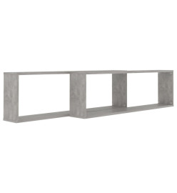 Étagères cube murales 2 pcs Gris béton 100x15x30 cm Aggloméré