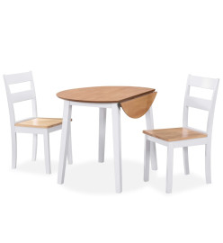 Ensemble de salle à manger 3 pcs MDF et hévéa Blanc