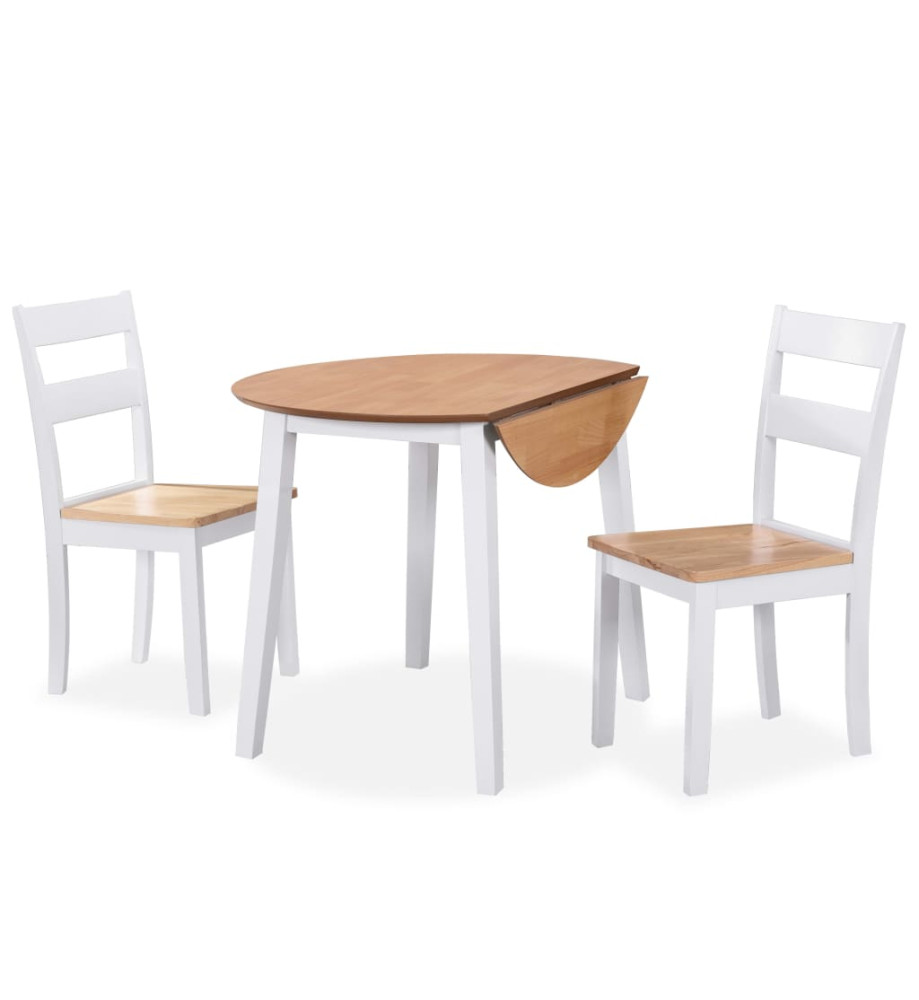 Ensemble de salle à manger 3 pcs MDF et hévéa Blanc