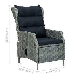 Mobilier à dîner 9 pcs avec coussins Résine tressée Gris clair
