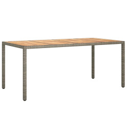 Table de jardin 190x90x75 cm Résine tressée/bois d'acacia Gris