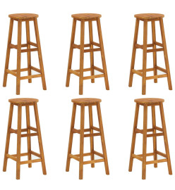 Tabourets de bar lot de 6 bois d'acacia solide