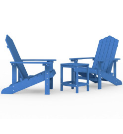 Chaises de jardin Adirondack avec table PEHD Bleu aqua