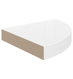 Étagères d'angle flottantes 2pcs blanc brillant 25x25x3,8cm MDF