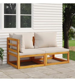 Ensemble de canapés de jardin coussins 2 pcs bois massif acacia